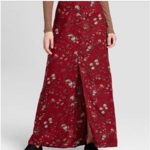 Burgundy floral maxi skirt